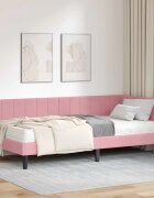 vidaXL Ъглова рамка за легло с матрак 2 бр. Розово 100 x 200 cm Кадифе