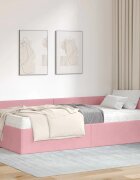 vidaXL Ъглова рамка за легло с матрак 2 бр. Розово 90 x 190 cm Кадифе