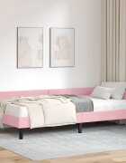 vidaXL Ъглова рамка за легло с матрак 2 бр. Розово 90 x 200 cm Кадифе