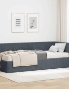 vidaXL Ъглова рамка за легло с матрак 2 бр. Тъмносиво 80 x 200 cm