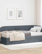 vidaXL Ъглова рамка за легло с матрак 2 бр. Тъмносиво 90 x 200 cm