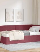 vidaXL Ъглова рамка за легло с матрак 2 бр. Виненочервен 100 x 200 cm