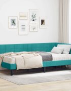 vidaXL Ъглова рамка за легло с матрак Тюркоаз 90 x 190 cm Кадифе