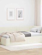 vidaXL Ъглова рамка за легло с таблото Крем 100 см x 200 см Кадифе