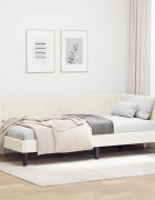 vidaXL Ъглова рамка за легло с таблото Крем 90 см x 200 см Кадифе
