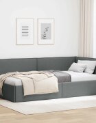 vidaXL Ъглова рамка за легло с таблото Тъмен сив 80 x 200 cm текстил