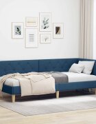 vidaXL Ъглова рамка за легло Синьо 80 x 200 cm текстил