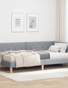 vidaXL Ъглова рамка за легло Светлосиво 100 x 200 cm текстил