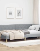 vidaXL Ъглова рамка за легло Светлосиво 100 x 200 cm текстил