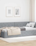 vidaXL Ъглова рамка за легло Светлосиво 80 x 200 cm текстил
