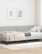 vidaXL Ъглова рамка за легло Светлосиво 90 x 190 cm Кадифе