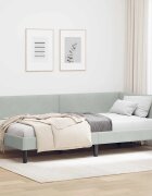 vidaXL Ъглова рамка за легло Светлосиво 90 x 200 cm Кадифе