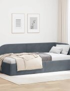 vidaXL Ъглова рамка за легло Тъмен сив 100 см x 200 см Кадифе