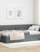 vidaXL Ъглова рамка за легло Тъмен сив 100 x 200 cm текстил