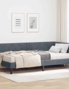 vidaXL Ъглова рамка за легло Тъмен сив 90 x 190 cm Кадифе