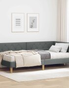 vidaXL Ъглова рамка за легло Тъмен сив 90 x 190 cm текстил