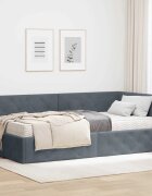 vidaXL Ъглова рамка за легло Тъмен сив 90 x 200 cm Кадифе