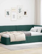 vidaXL Ъглова рамка за легло Тъмен зелен 100 x 200 cm текстил