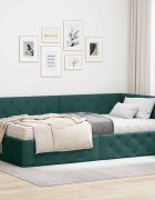 vidaXL Ъглова рамка за легло Тъмен зелен 100 x 200 cm текстил