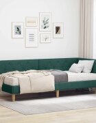 vidaXL Ъглова рамка за легло Тъмен зелен 80 x 200 cm текстил
