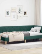 vidaXL Ъглова рамка за легло Тъмен зелен 80 x 200 cm текстил