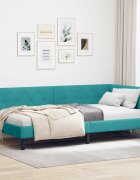 vidaXL Ъглова рамка за легло Тюркоаз 100 x 200 cm Кадифе