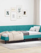 vidaXL Ъглова рамка за легло Тюркоаз 80 x 200 cm Кадифе