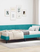 vidaXL Ъглова рамка за легло Тюркоаз 90 x 200 cm Кадифе