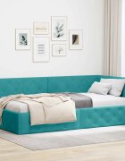vidaXL Ъглова рамка за легло Тюркоаз 90 x 200 cm Кадифе