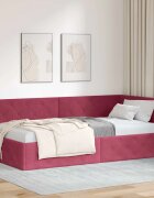 vidaXL Ъглова рамка за легло Виненочервен 100 x 200 cm Кадифе