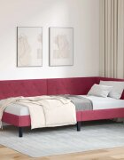 vidaXL Ъглова рамка за легло Виненочервен 100 x 200 cm Кадифе