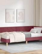 vidaXL Ъглова рамка за легло Виненочервен 100 x 200 cm текстил