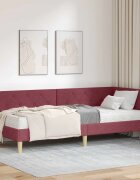 vidaXL Ъглова рамка за легло Виненочервен 80 x 200 cm текстил