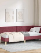 vidaXL Ъглова рамка за легло Виненочервен 80 x 200 cm Текстил