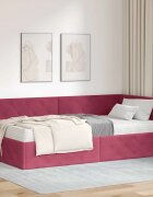 vidaXL Ъглова рамка за легло Виненочервен 90 x 190 cm Кадифе