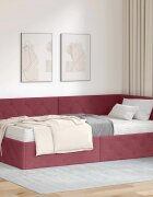 vidaXL Ъглова рамка за легло Виненочервен 90 x 190 cm текстил