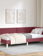 vidaXL Ъглова рамка за легло Виненочервен 90 x 190 cm Текстил