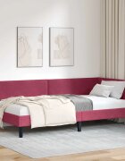 vidaXL Ъглова рамка за легло Виненочервен 90 x 200 cm Кадифе