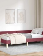 vidaXL Ъглова рамка за легло Виненочервен 90 x 200 cm текстил