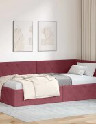 vidaXL Ъглова рамка за легло Виненочервен 90 x 200 cm текстил