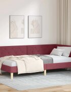 vidaXL Ъглова рамка за легло Виненочервен 90 x 200 cm Текстил