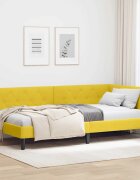 vidaXL Ъглова рамка за легло Жълто 90 x 200 cm Кадифе