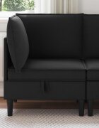 vidaXL Ъглова софа с хранилище Черно Кадифе