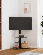 vidaXL Ъглова ТВ поставка на 2 нива за 32-65 инча черна