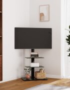 vidaXL Ъглова ТВ поставка на 3 нива за 32-65 инча черна
