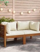 vidaXL Ъглови дивани 2 бр с кремавобели възглавници акация масив