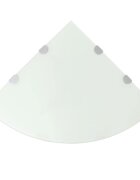 vidaXL Ъглови рафтове 2 бр бяло стъкло с държачи хром 45x45 см