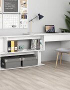 vidaXL Ъглово бюро бяло 200x50x76 см инженерно дърво