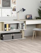 vidaXL Ъглово бюро бяло и дъб сонома 200x50x76 см инженерно дърво