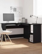 vidaXL Ъглово бюро Черния дъб 120 x 140 x 75 см Инженерна дървесина